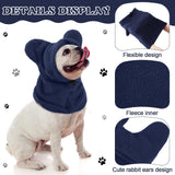 Clysee Winter Dog Hats Quiet Ears for Dogs Ear Muffs Pet Neck Warmer Scarf Hoodie Noise Protection Cover Beanie Head Wrap Costume for Pet Dog Cats(Dark Blue,L)