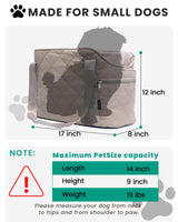 Lightweight Dog Purse Carrier for Small Dogs up to 15 lbs, Dog Tote Bag Puppy Carrier, Soft Plush Interior, Safety Leash Clip, 4 Side Pockets Dog Carrier Bag for Travel & Walking, Camel