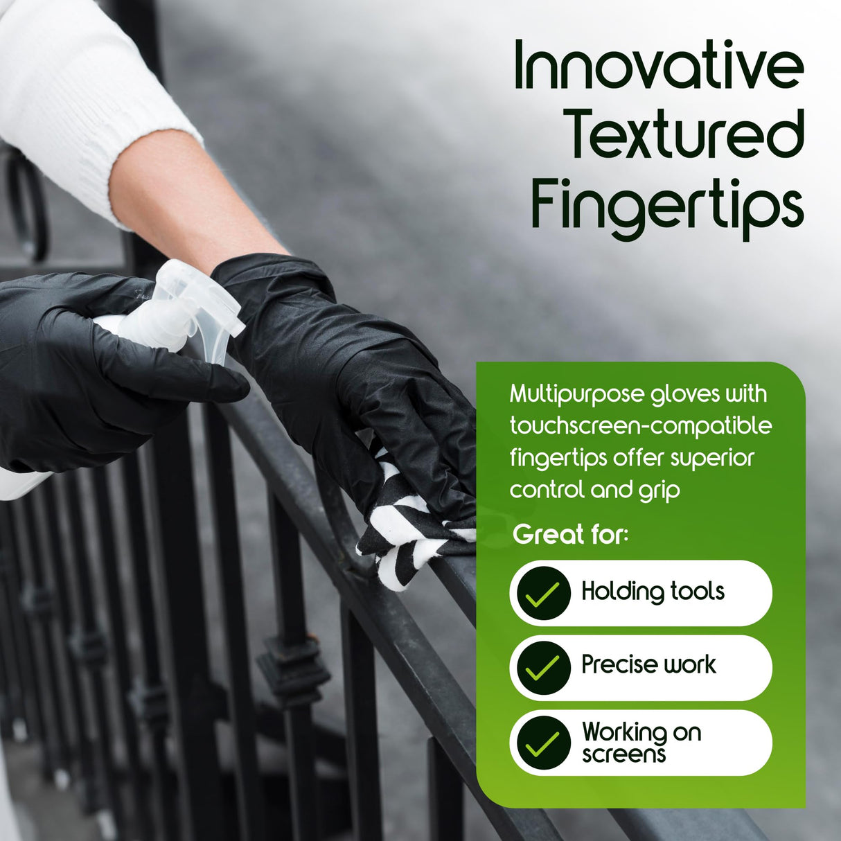 Inspire Black Nitrile Gloves HEAVY DUTY 6 Mil Nitrile Chemical Resistant Medical Cooking Cleaning Disposable Black Gloves (Medium, 100, Count)