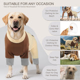 ROZKITCH SPF 50 Dog Shirt Summer Cooling Shirt UV Protection, Lightweight & Comfortable Dog Pajamas for Extra Large Dogs in Hot Weather Four Long Sleeves Recovery Suit YellowBrwon 4XL