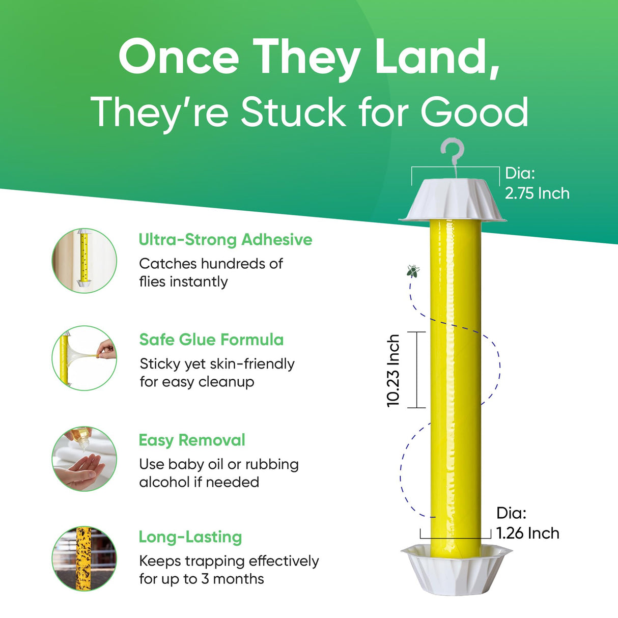 Sticky Fly Trap Indoor & Outdoor Pack of 4 | Hanging Fly Stick for Gnats, Flies, Wasps, Mosquitoes & Other Flying Bugs | Fly Trap Sticky | Home Pest Control | Flying Insect Trap Rolls | Ucatch