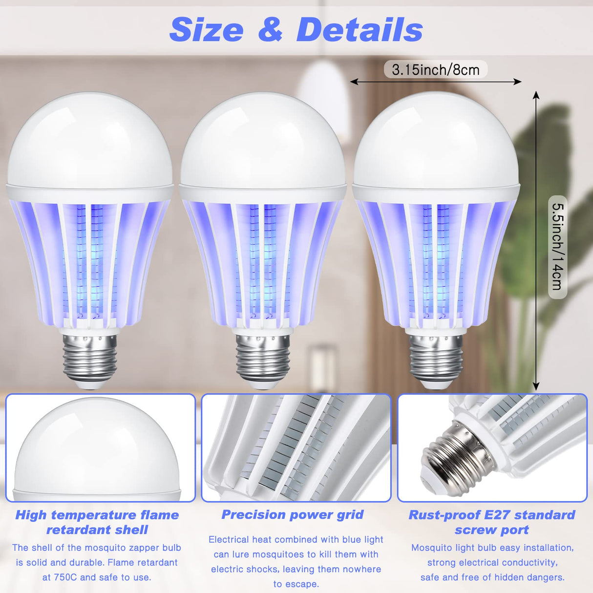 Qualirey Bug Zapper Light Bulb Bulk 2 in 1 Electronic Mosquito Killer Lamp LED Light for Fruit Flies Bug Fly Insect Mosquito Control, Suitable for Indoor Entryway Patio Doorway Corridor (1 Pcs)