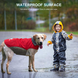 IREENUO Dog Raincoat, 100% Waterproof Dog Warm Jacket for Fall Winter, Rainproof Coat with Adjustable & Reflective Stripes for Medium Large Dogs (5XL, Red)