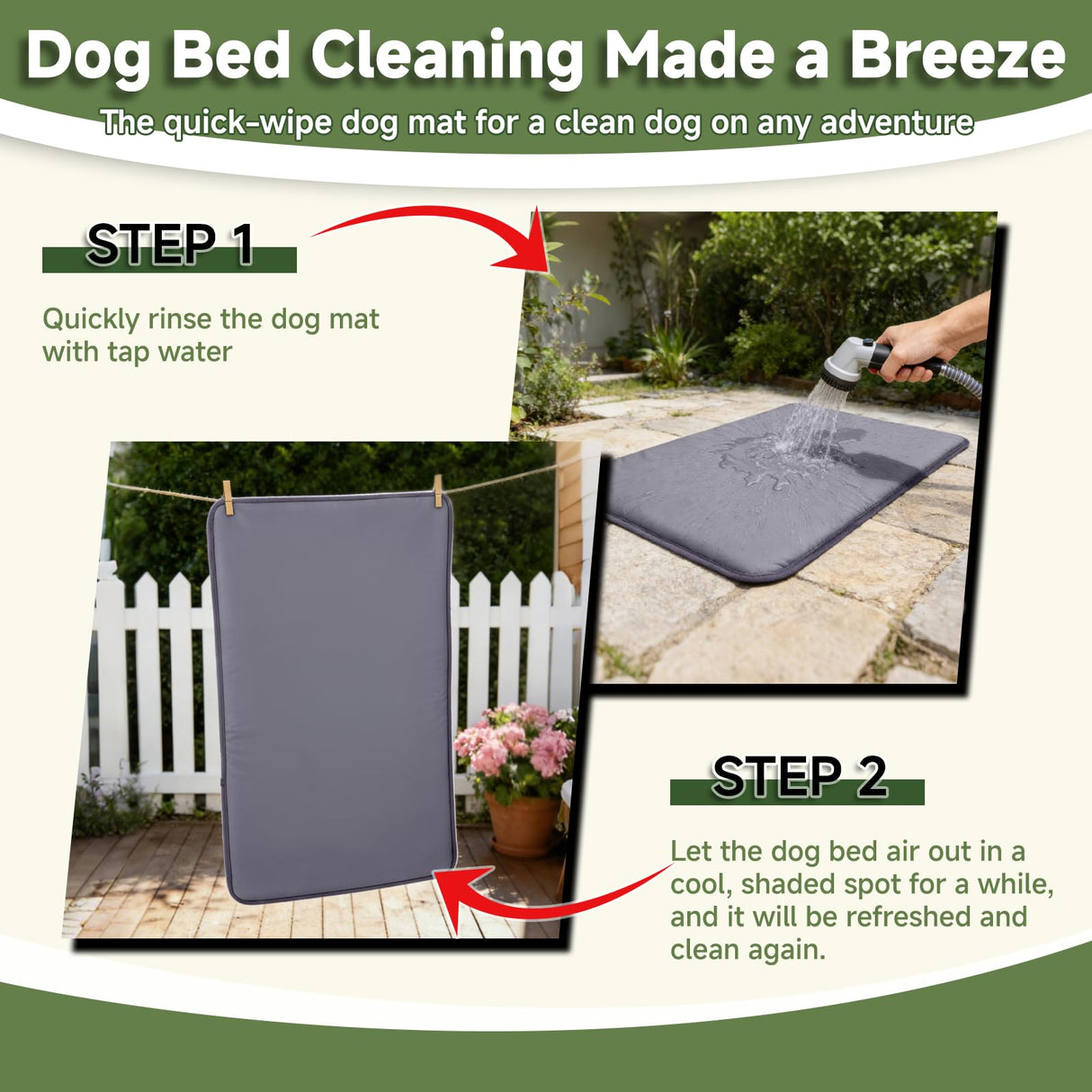 WAYIMPRESS Dog Crate Pad, Double-Sided Waterproof Crate Mat Bed, Outdoor Kennel Mat Pet Sleeping for Medium Large Dogs, Clooling, Waterproof, Wipeable, Anti-Slip, Kennel Pads 35 x 22 Inch, Dark Gray