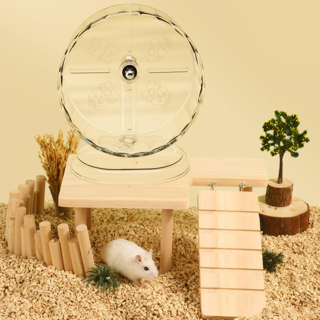 Fanlahmtasy Silent Hamster Wheel – 9.5 Inch Syrian Hamster Running Wheel, Anti-Skid & Height Adjustable, Easy to Clean (9.5inch)