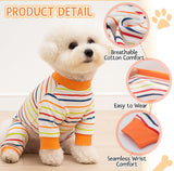 3 Pack Dog Pajamas Dog Onesie for Small Dogs, Lightweight Puppy PJs with Easy Snap Belly, Tail Opening Striped Checkered Sleepwear M