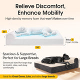 KOPEKS Jumbo Orthopedic Dog Bed - 7-inch Thick Memory Foam Pet Bed with Pillow with Removable Cover & Free Waterproof Liner - for Large Breed Dogs, XL, Brown-Plush Top