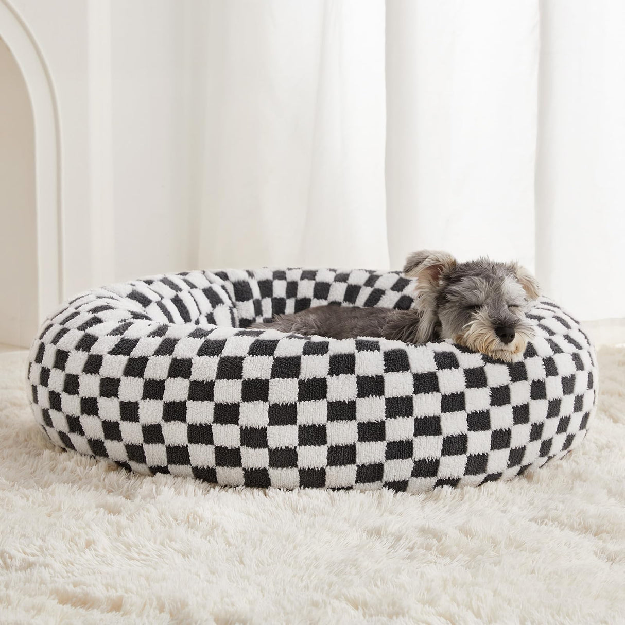 BFPETHOME Donut Dog Bed for Small Dogs, Round Cat Beds for Indoor Cats, Calming Pet Bed for Puppy and Kitty with Non-Slip Bottom, Cute Fancy Dog Bed Machine Washable Puppy Bed