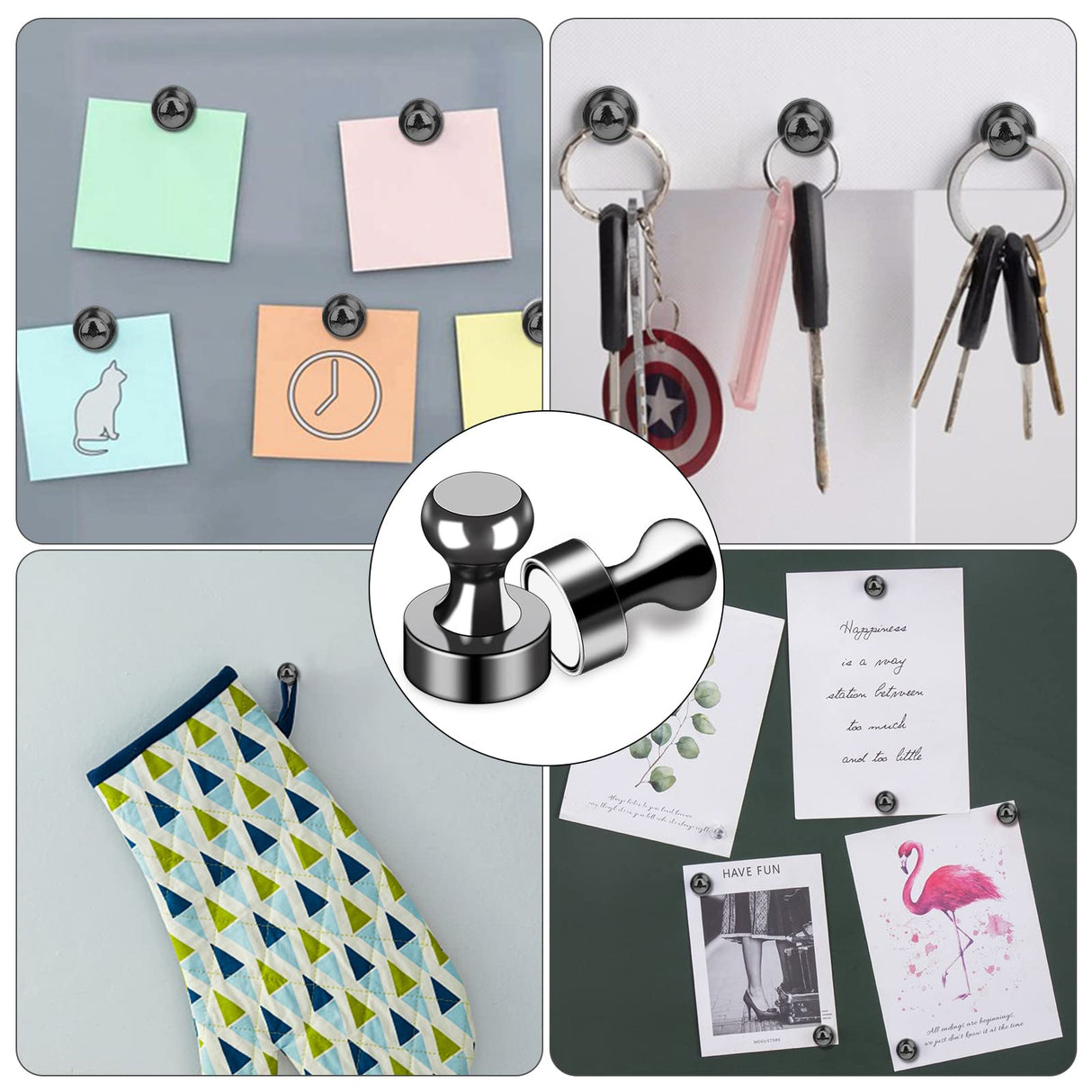 LOVIMAG Fridge Magnets 12Pcs Refrigerator Whiteboard Small Strong Magnet Classroom Kitchen Accessories Decorative Locker Set Decor Must Haves Office Calendar Refrigerador Magnetic Cute Crafts Black