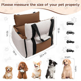 BEBAS Dog Car Seats for Small Dogs up to 25 lbs, Waterproof Dog Booster Carseat with Storage Pockets, Thickened Memory Foam & Clip-On Safety Leash, Pet Back Seat Puppy Travel Carrier, Beige