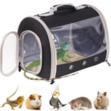 Bearded Dragon Travel Carrier Backpack,Lizard Backpack Carrier,Space Capsule Clear Bubble Window Astronaut Reptile Carrier Backpack for Guinea Pig,Sugar Glider,Bunny (Black, TPU Carrier+MAT)