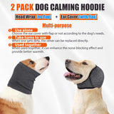 SlowTon Quiet Ears Dog Hoodie - 2 Pcs Ear Wrap Dog Ear Muffs Noise Protection, Anxiety Relief Dogs Hat Calming Hood Head Cover, Pet Headband Dogs Ear Protector for Grooming, Force Drying (Grey,S)