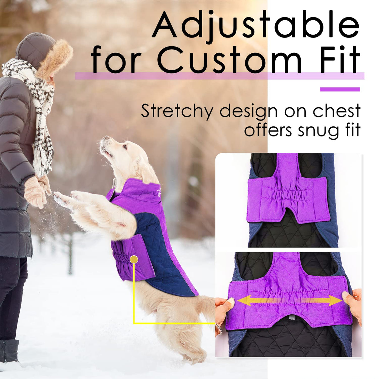 ThinkPet Dog Cold Weather Coats - Cozy Waterproof Windproof Reversible Winter Dog Jacket, Thick Padded Warm Coat Reflective Vest Clothes for Puppy Small Medium Large Dogs