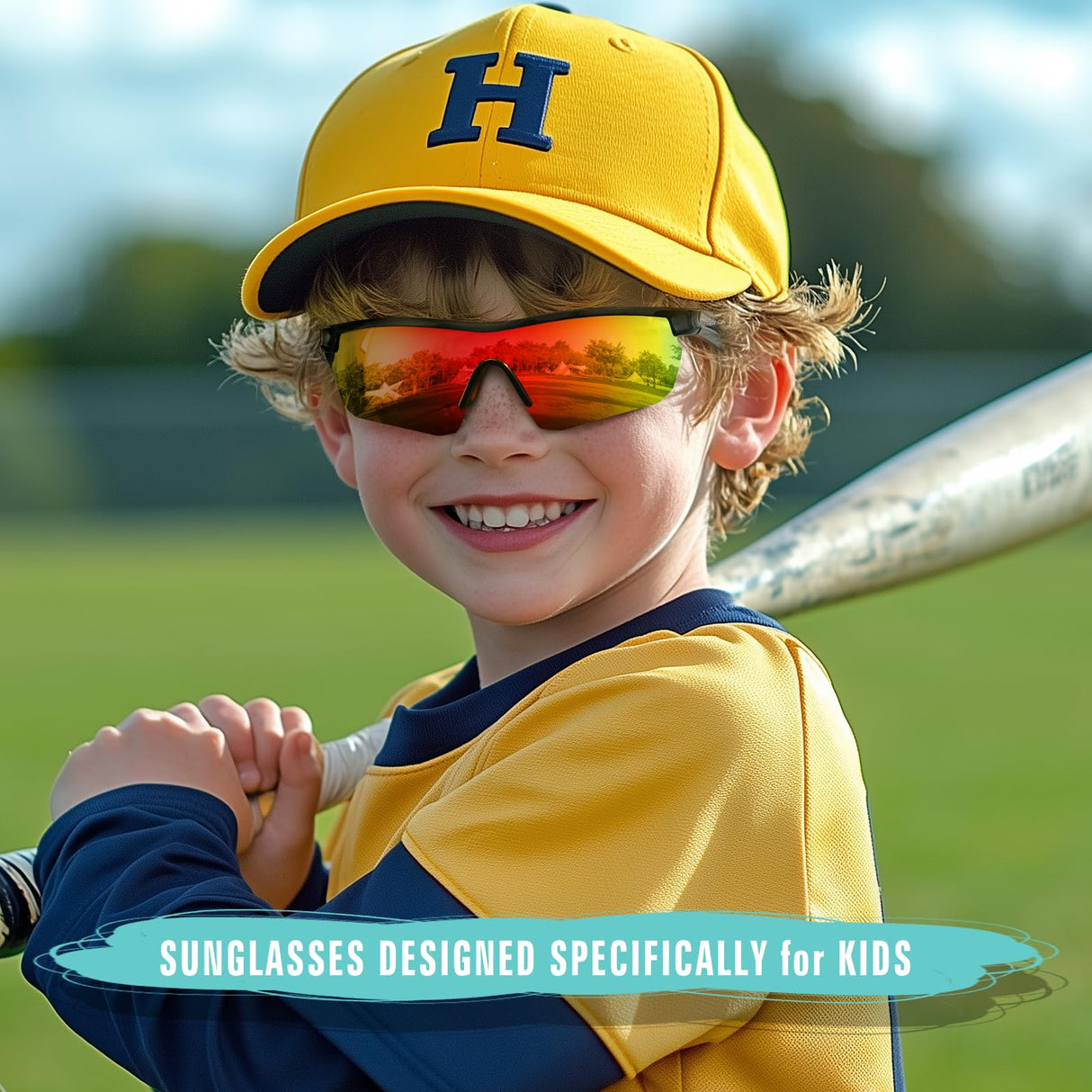 Vcarsian Kids Sunglasses Youth Baseball Sunglasses for Boys Girls 3-12 Polarized Softball Cycling Sports Goggles UV Protection