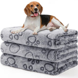 Luciphia 1 Pack 3 Blankets Fluffy Premium Fleece Pet Blanket Flannel Paw Printed Throw for Dog Cat Grey Paw Large(41"x31",Pack of 3)