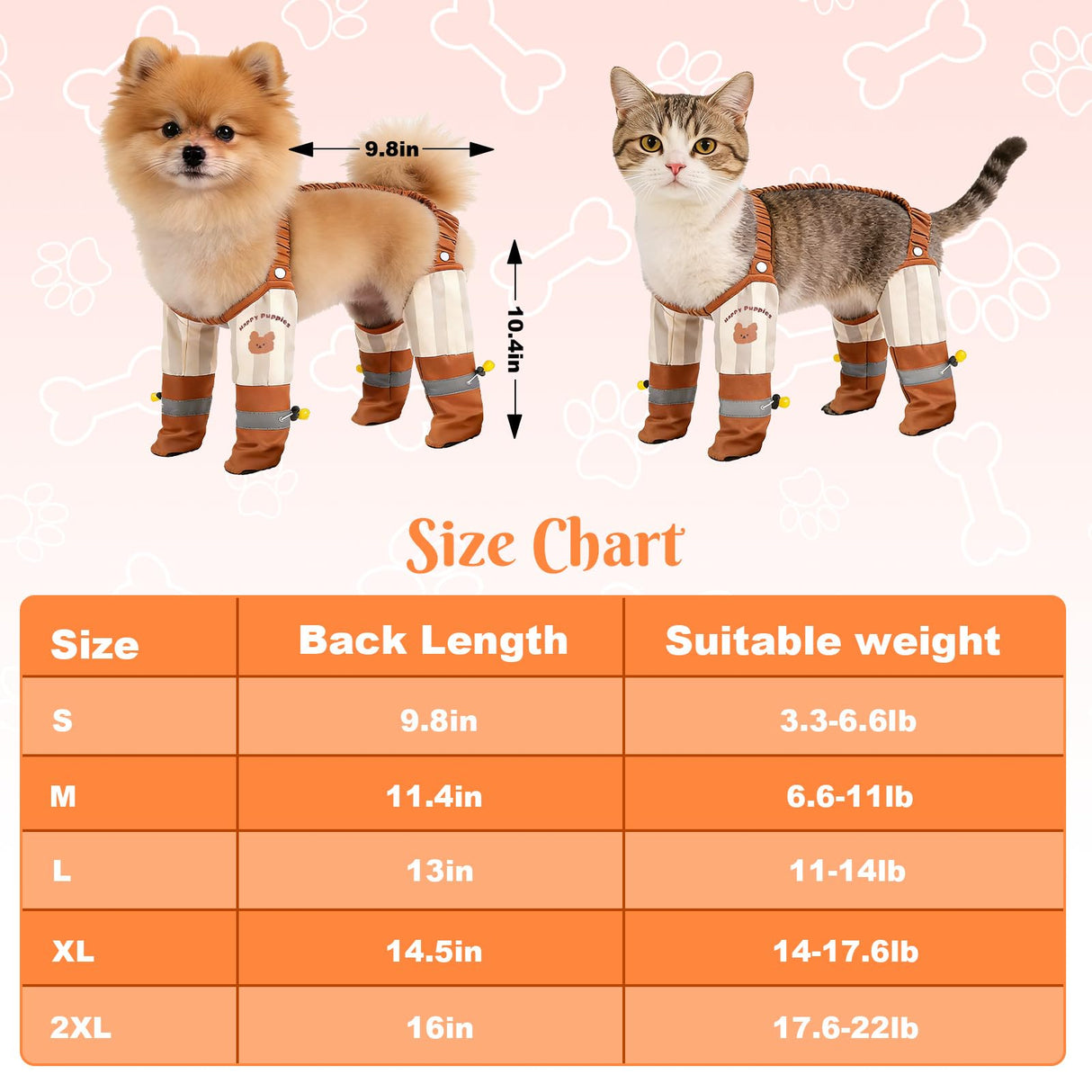 BABORUI Dog Suspender Boots, Waterproof Anti Dust, Dogs Boots with Suspenders Anti-Slip, Reflective Dog Shoes Small Size Dogs for Rain Night Walking
