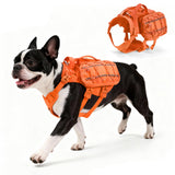 AOKOWN Medium Dog Harness Backpack, No Pull Adjustable Dog Vest with Handle & Leash Ring, Lightweight Dog Backpack with Side Pockets for Walking, Training & Day Hikes, Orange, M