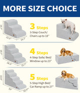 ABCPET Dog Stairs for Small Dogs, 15.7" H Dog Steps for Bed 35D Strong Support Foam Stairs for High Bed or Couch Sofa Non-Slip Balanced Pet Steps Indoor, Light Grey