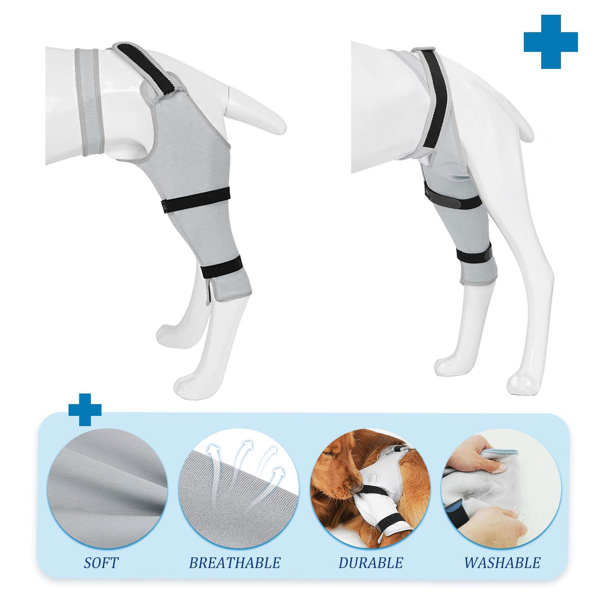 Joypig Dog Sleeve for Rear Legs to Stop Licking, Upgraded Surgical Recovery Sleeve for Hind Back Leg Wound,TPLO, ACL Surgery, Light Comfortable Cone Alternative (S,Black-Gray)
