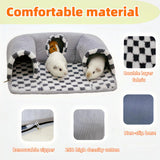 Lfokd Guinea Pig Hideout Tunnel with Warm Bed for Small Pet 3 Cave Small Animal Tunnel Toy Cages Grey