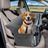 LELEFIDO Dog Car Seat for Small/Medium Dogs Under 40 lbs - Elevated Pet Seat with Safety Belt, Non-Slip Base, and Storage Pockets for Car Travel (Gray, 30 x 20.5 inch)