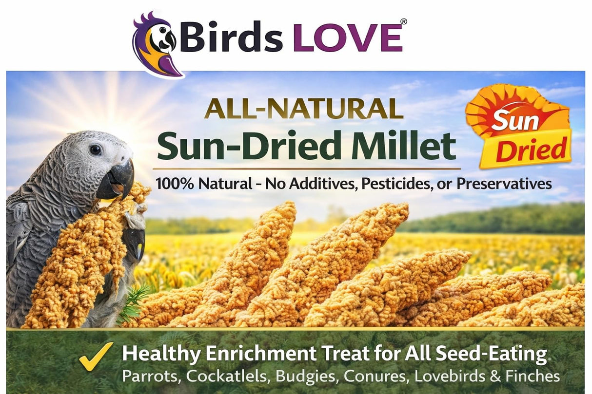 5lbs Wholesome Spray Millet for Birds – USA Grown, Harvested & Packed – 100% Natural Sun-Dried Millet Clusters – for Parakeets, Cockatiels, Conures, Budgies, Finches & All Parrots