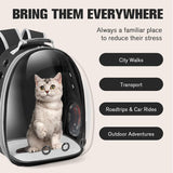 Cooling Fan Pet Backpack Carrier,Airline Approved Transparent Bubble Backpack for Cats, Dogs, Puppies Built-in Side Fan for Active Ventilation & Comfort Travel and Outdoor (Black)