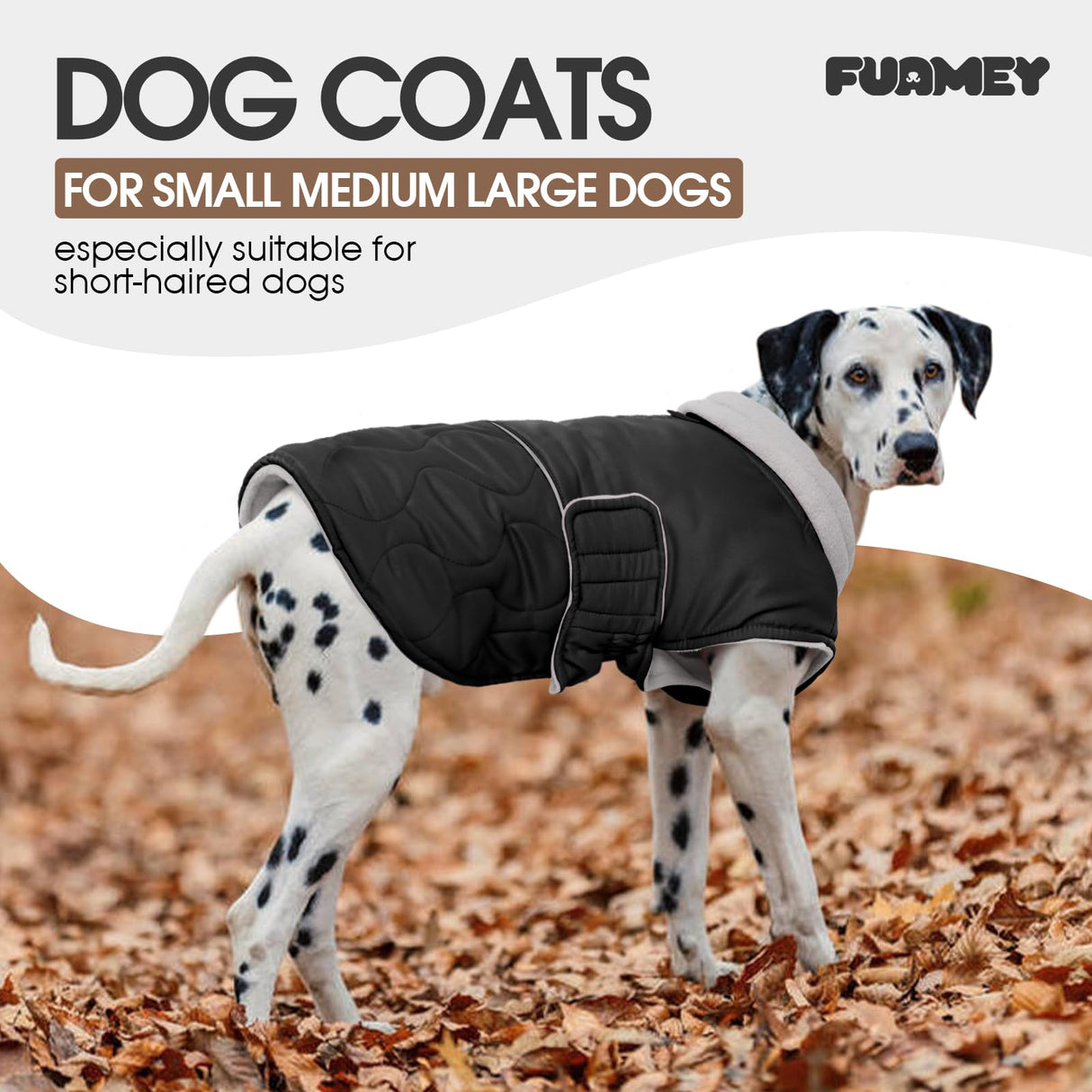 FUAMEY Warm Dog Coat for Cold Weather, Waterproof Large Dogs Jackets Fleece Lined, Adjustable Doggy Thermal Vest Sleeveless, Pet Winter Snowsuit Windpproof (Black, L)