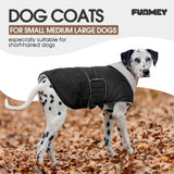 FUAMEY Warm Dog Coat for Cold Weather, Waterproof Large Dogs Jackets Fleece Lined, Adjustable Doggy Thermal Vest Sleeveless, Pet Winter Snowsuit Windpproof (Black, L)