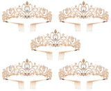 Princess Crown for Women, Crystal Queen Tiaras for Girls Bridal Hair Accessories Gifts for Birthday Wedding Prom, Bridal Party, Pageant, Halloween Christmas Costume (Gold (Pack of 5))
