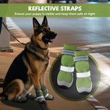 Winter Dog Snow Boots with Fleece Lining, Dog Shoes for Medium Large Size Dogs, Waterproof Dog Booties and Paw Protectors, Anti-Slip & Reflective Dog Shoes for Snow Outdoor, Hiking (Green-Size 3)