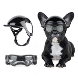 BillionChains Dog Helmet and Goggles for Small Dogs - Pet Goggles Pet Motorcycle Helmet Hat with Ear Holes Adjustable Straps Safety Helmet for Puppy Riding - Black