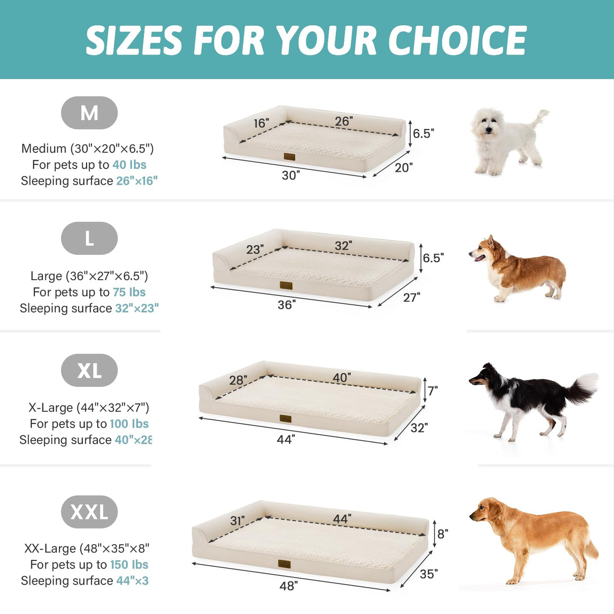 COZY KISS Orthopedic Dog Bed for Medium Small Size Dog, Dogs Crate Bed, L Shaped Foam Anti-Slip Bottom Pet Cat Sofa with Washable Removable Cover, Suitable for Pet Up to 40 lbs, 30x20x6.5 inch, Beige