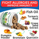 BARK&SPARK Dog Allergy Relief Chews (180 Immune Treats) - Anti-Itch Skin & Coat Supplement - Omega 3 Fish Oil - Dry & Itchy Skin Relief Treatment Pills - Itching, Paw Licking & Hot Spots