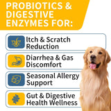 WONTECHMI Probiotics for Dogs, Improve Itchy Skin Itchy Ears, Gut Health, Yeast Balance, Allergies, Immunity, Dog Probiotics and Digestive Enzymes with Prebiotics, Reduce Diarrhea (Chicken, 120 chews)