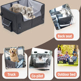 Dog Car Seat for Medium or Large Dogs Size Portable Car Booster Seat for Dogs with Harness and Thick Cushion, Perfect for Small Pet up to 45lbs(Black)