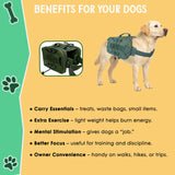 ZEUS URBAN Tactical Dog Backpack Harness – Large, Army Green, 2 Ample Side Pockets | Water Resistant Saddle Bags for Hiking & Camping, Sturdy Vest Fits Medium & Large Dogs