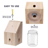 Carpenter Bee Trap for Outside - Shed Style Nature Hanging Wood Trap for Outdoor with Removable Bee Vault Plastic Jar (1 Pack)
