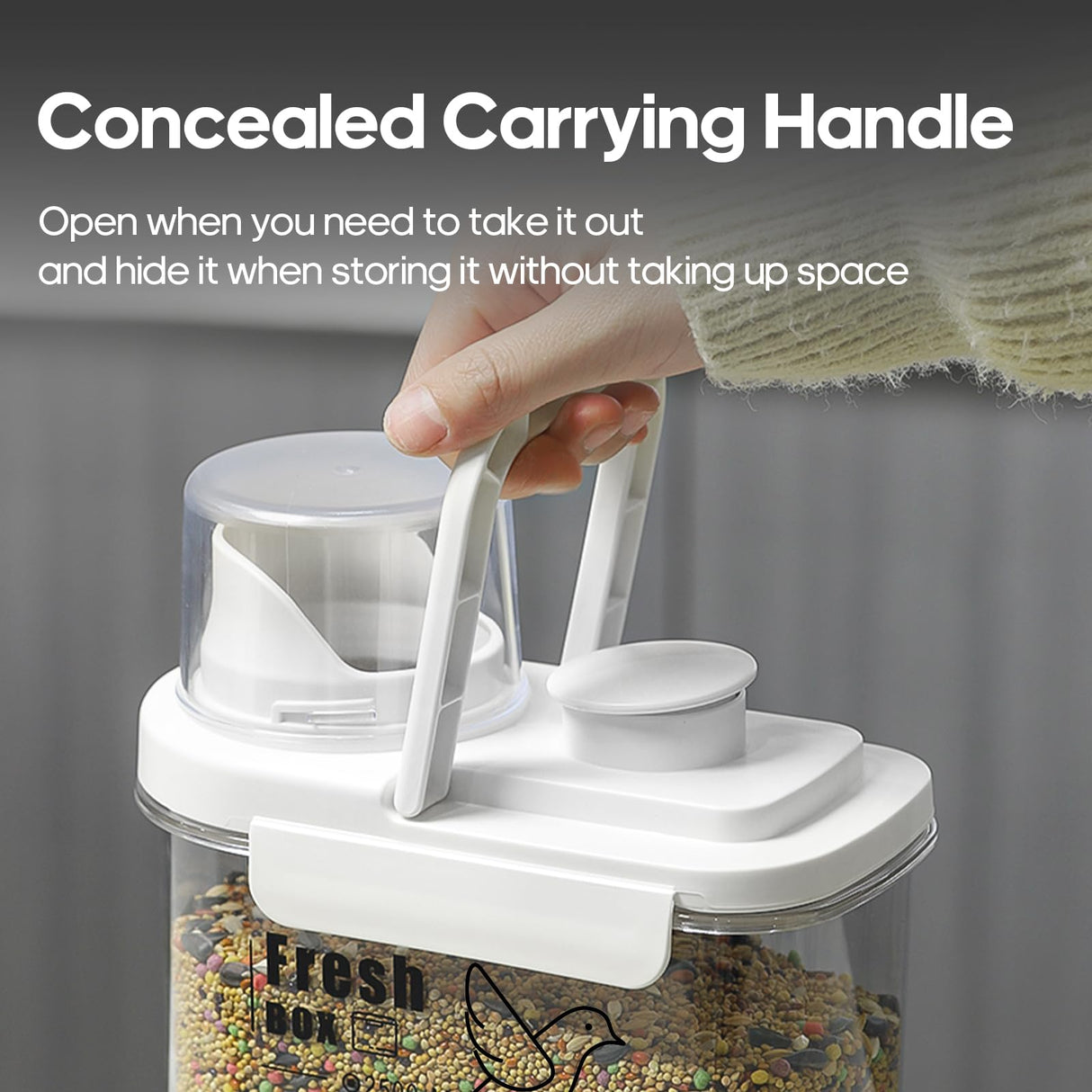 SQUSIMEI 3 Qt/2.8 L Bird Seed Storage Container with Lids Airtight Measuring Cup, Bird Seed Dispenser Pet Food Container Are Used to Store Bird Food, Chicken Feed BPA Free (2.8L, Green)