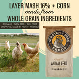 Scratch and Peck Feeds Whole Grain Layer Mash + Corn Chicken and Duck Feed - 40 lbs Bag - Soy-Free - 16% Protein, Certified Organic and Non-GMO Project Verified Chicken Food