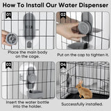 Lemtrflo 28oz Hanging Automatic Water Dispenser，Rabbit Water Bottle,Bunny Guinea Pig Ferret Water Bowl for Cage,Suitable for Small Animal Puppies(Cage Grid Spacing Over 1.2'') (Gray)