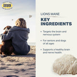 FOUR LEAF ROVER - Lion's Mane Mushrooms for Dogs - Supports Healthy Brains and Nervous Systems in Dogs of All Ages - Organic Whole Mushrooms - 3rd Party Tested - 60 Day Large Dog Supply