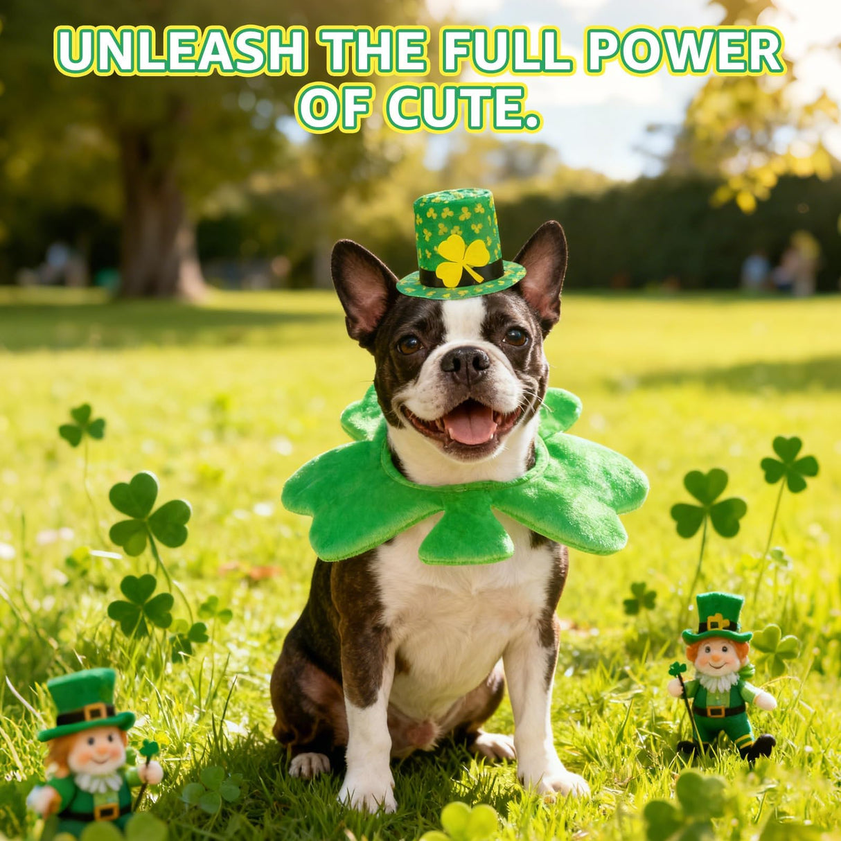 SCENEREAL Dog St Patricks Day Outfit, Irish Clover Hat & Scarf Costumes Set for Small Medium Dogs, Funny Pet Holiday Clothes Green Collar Headband, Puppy Large Cat Cosplay Party Apparel Accessory
