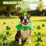 SCENEREAL Dog St Patricks Day Outfit, Irish Clover Hat & Scarf Costumes Set for Small Medium Dogs, Funny Pet Holiday Clothes Green Collar Headband, Puppy Large Cat Cosplay Party Apparel Accessory