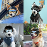 LESYPET Dog Helmet and Goggles for Small Dogs, UV Protection Dog Sunglasses Eye Protection Pet Motorcycle Helmet with Ear Hole for Riding, Windproof Dogs Goggles and Helmet Set, Silver and Black