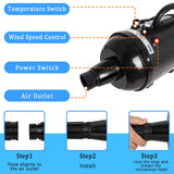 Hoqqf Dog Dryer for Large Dogs 5.2HP 3800W High Velocity Pet Hair Dryers with Heater for Grooming, Spind Temperature Adjustable Pet Dryer Machine with 4 Nozzles (Black)