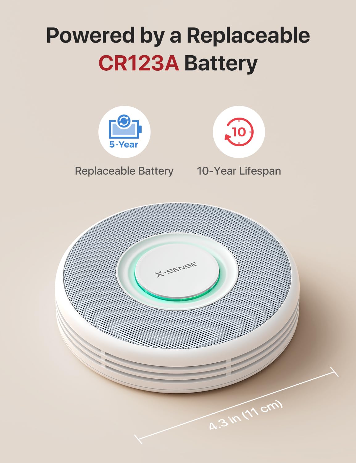 X-Sense Smart Smoke Detector with Voice Alerts and 17 Locations, Wi-Fi Smoke Alarm with SBS50 Base Station (Not Included), Test from APP, Wireless Interconnected Fire Alarm, Model XS0B-MR, 1-Pack