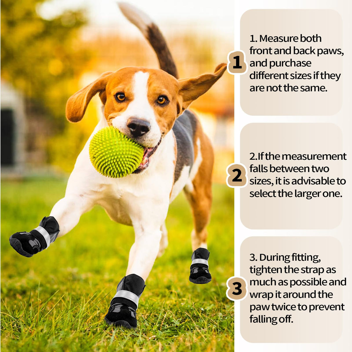 Pezluxe Dog Shoes, Waterproof Paw Protectors for Winter Snow Summer Hot Pavement, Outdoor Walk & Hiking Dog Boots for Hard Floors, Anti-Slip Sole Dog Booties for Medium Large Dogs(Black, #3)