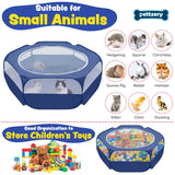 Small Animal Playpen with Zippered Top, Portable Waterproof Pet Cage (47"x23") for Kitten, Bunny, Guinea Pig, Hamster, Chicken Brooder, Indoor & Outdoor Exercise Pen, Foldable Design (Navy)