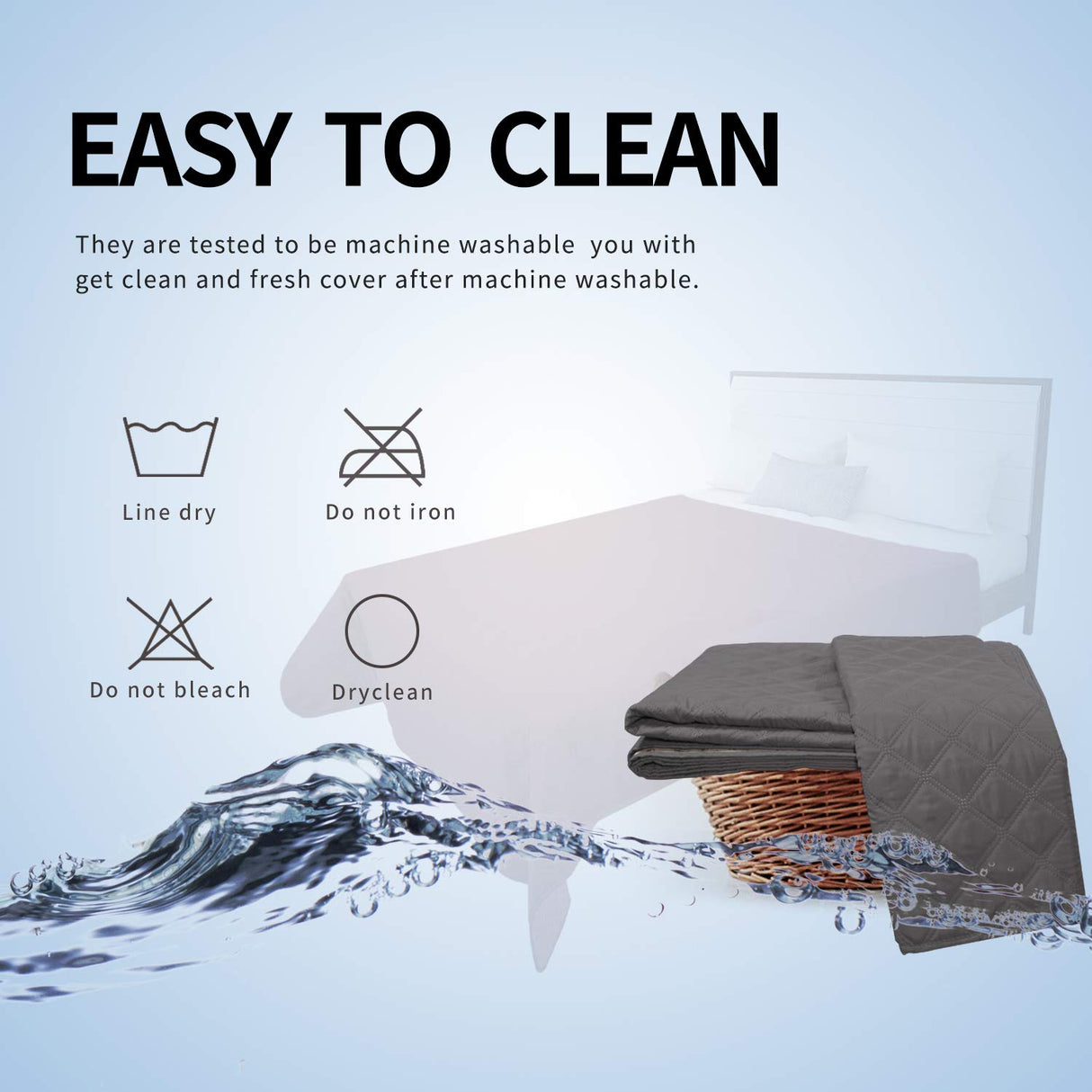 Easy-Going 100% Waterproof Dog Bed Cover, Non-Slip Pet Blanket for Furniture, Washable Couch Cover, Repleasement Sofa Cover (96x82 in,Gray)